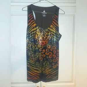Disney Black and Orange Sequin Tank Top